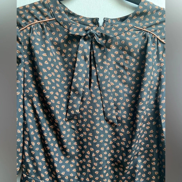 Topshop leaf mural long sleeve neck tie romper  Sz 4 - Picture 2 of 12